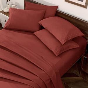 Horbaunal Rust Queen Sheet Set - 6 Piece Luxury