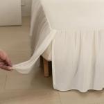 Ruffled Queen Size Bed Skirt with Split Corners