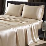 Ultra Silky Soft Satin Bed Sheet Set - Beige