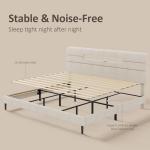 Beige King Bed Frame with Upholstered Headboard