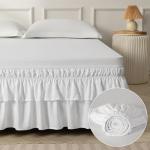 NookZuzu Ruffled White Bed Skirt for Twin Beds
