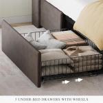 Queen Velvet Bed Frame with Storage & LED Lights