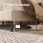 Beige King Bed Frame with Upholstered Headboard