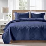 Ultra Soft Navy Blue Queen Quilt Set 3 Pieces