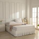 Ruffled Queen Size Bed Skirt with Split Corners