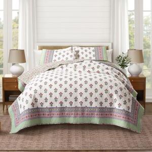 Serena Reversible Floral Cotton Quilt Set - Twin/Twin XL