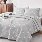 Queen Stripe Jacquard Cotton Quilt Set, 3 Pieces
