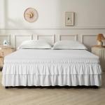 NookZuzu Ruffled White Bed Skirt for Twin Beds