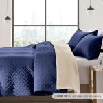Ultra Soft Navy Blue Queen Quilt Set 3 Pieces