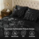 7-Piece Black Satin Comforter Set for Queen