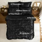 7-Piece Black Satin Comforter Set for Queen