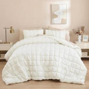 Cream White Queen Comforter Set with Pillowcases