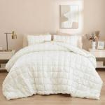 Cream White Queen Comforter Set with Pillowcases
