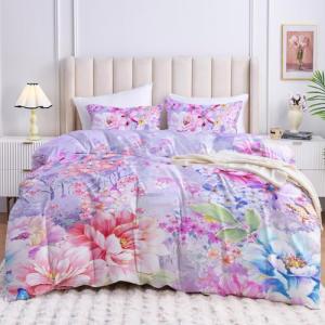 YIYEA Queen Floral Duvet Cover Set, 3PC