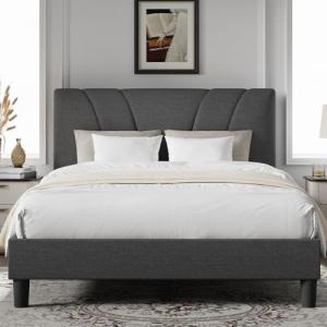Novilla Queen Upholstered Bed Frame with Adjustable Headboard