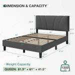 Novilla Queen Upholstered Bed Frame with Adjustable Headboard