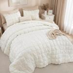 Cream White Queen Comforter Set with Pillowcases