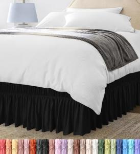 Utopia Bedding Queen Elastic Bed Skirt - Black