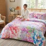 YIYEA Queen Floral Duvet Cover Set, 3PC