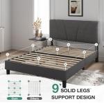 Novilla Queen Upholstered Bed Frame with Adjustable Headboard