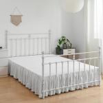 White Ruffled Full Bed Skirt with Split Corners