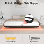 Floating Bed Frame with LED Lights, Easy Assembly