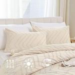 Beige Tufted Jacquard Pillow Case Set of 2