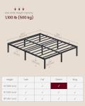 VASAGLE Queen Metal Bed Frame with Storage