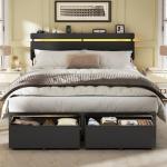 Forestell Queen Bed Frame with Storage and LED Lights
