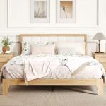 Queen Upholstered Bed Frame with Wooden Slats