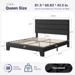 Queen Size Dark Grey Upholstered Bed Frame