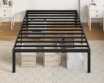 Allewie Twin Metal Bed Frame with Storage, Black