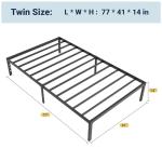 Allewie Twin Metal Bed Frame with Storage, Black