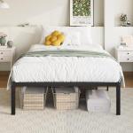 Allewie Twin Metal Bed Frame with Storage, Black