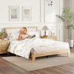 Queen Upholstered Bed Frame with Wooden Slats
