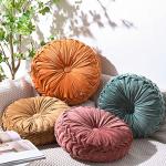 Kathfly Colorful Velvet Round Pleated Throw Pillows