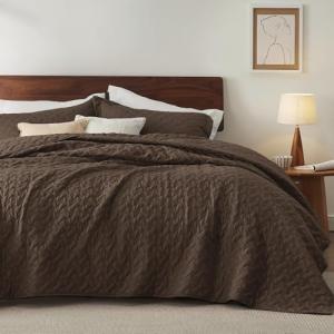 Bedsure Queen Size Lightweight Basket Weave Quilt Set