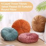 Kathfly Colorful Velvet Round Pleated Throw Pillows