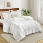 Ivory White Satin Comforter Set for Full/Queen