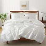 Ivory White Satin Comforter Set for Full/Queen