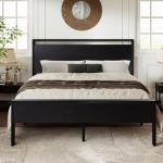 Queen Size Platform Bed Frame with Wooden Headboard