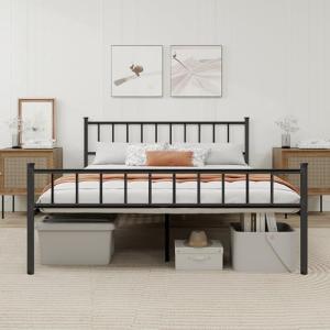 Sturdy Black Metal Full Bed Frame with Headboard
