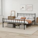 Sturdy Black Metal Full Bed Frame with Headboard