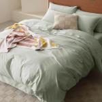 Sage Green Organic Cotton Queen Duvet Cover Set