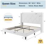 Velvet Queen Bed Frame with Wingback Storage