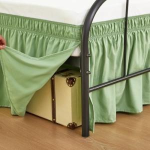 RIMELA Green Queen Bed Skirt with Split Corners