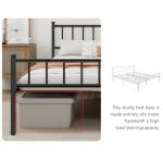 Sturdy Black Metal Full Bed Frame with Headboard