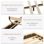 Beige Upholstered Full Bed Frame with Adjustable Headboard