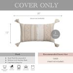 Cream Boho Lumbar Pillow Cover with Tassels