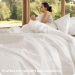 Bedsure King Cotton Duvet Cover Set, Coconut White